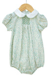 Aqua Fall Floral Smocked Bubble
