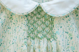 smocked aqua fall floral dress for girls. Perfect for fall and Thanksgiving!