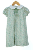 smocked aqua fall floral dress for girls. Perfect for fall and Thanksgiving!