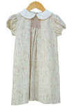 Pink floral smocked dress for little girls 