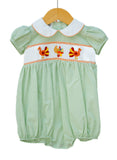 Thanksgiving Smocked Green Eleanor Bubble