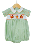Thanksgiving Smocked Green Henry Bubble