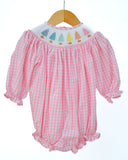 Rainbow Christmas Trees Smocked Birdie Bubble