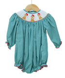 Santa Dogs Smocked Birdie Bubble