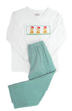 Santa Dogs Smocked Beau T-Shirt/Pants Set