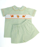Thanksgiving Smocked Green Samuel Shirt/Shorts Set