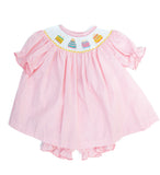 Pink Birthday Cakes Smocked Annabelle Bloomer Set