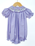 Purple Ghosts Smocked Birdie Bubble