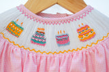 Pink Birthday Cakes Smocked Helen Dress