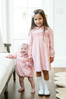 Christmas Tiles Smocked Pima Cotton Libby Dress