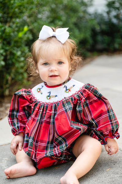 Christmas Geese Smocked Birdie Bubble