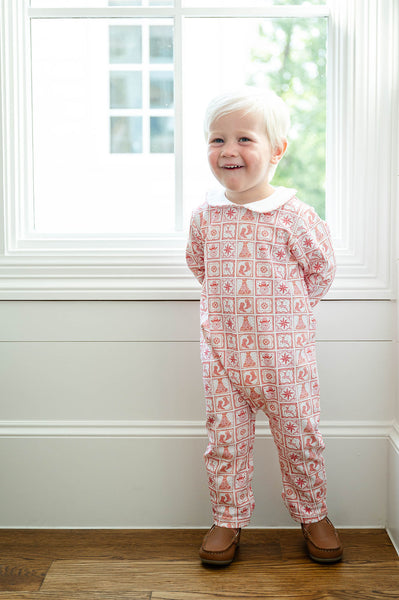 Christmas Tiles Pima Cotton Grayson Coverall Romper