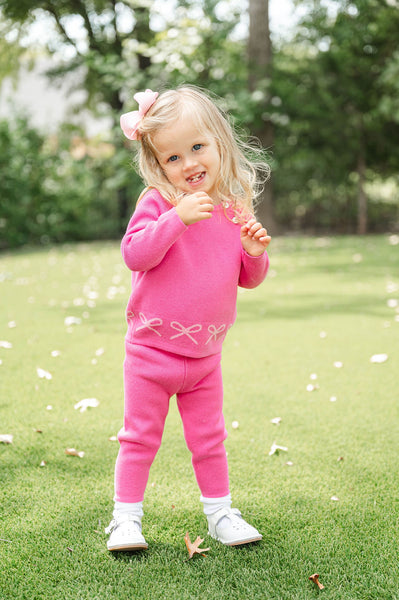 Pink Bows Knit Sweater Set