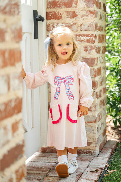 Bow Floral Applique Dress