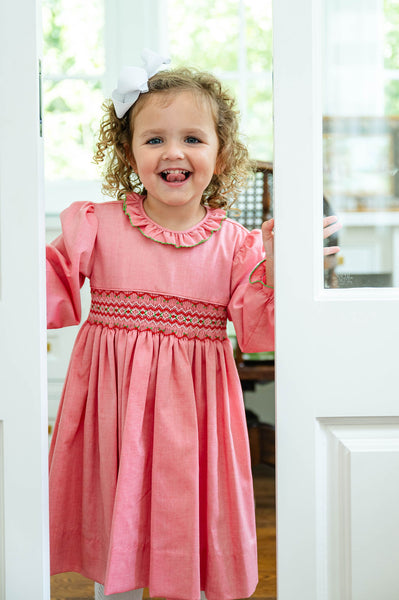 Festive Red and Green Smocked Charlotte Dress