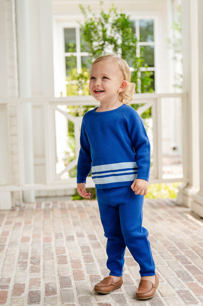 Blue Stripes Knit Sweater Set
