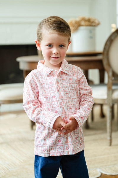 Christmas Tiles Pima Cotton Shep Polo