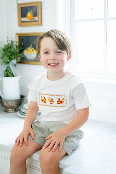 Thanksgiving Smocked Beau T-Shirt/Shorts Set