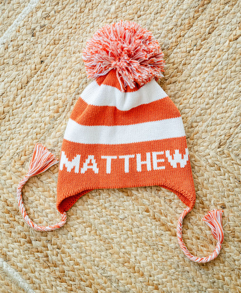 Orange Custom Knit Toboggan Hat