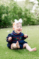 Poinsettia Smocked Pima Cotton Emma Bubble
