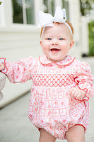 Christmas Tiles Smocked Pima Cotton Emma Bubble