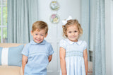 Blue Gingham Smocked Samuel Shirt/Shorts Set