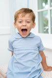 Blue Gingham Smocked Samuel Shirt/Shorts Set