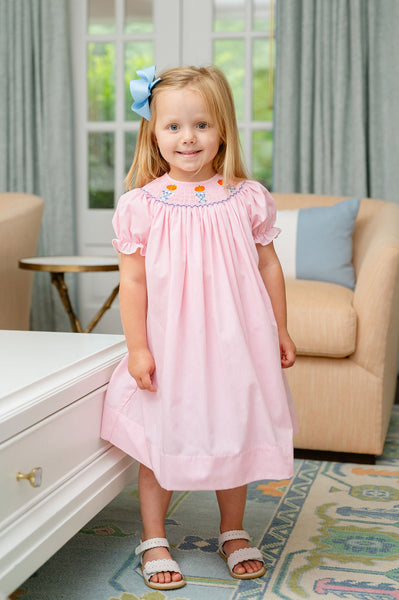 Smocked Pumkpin Pink Dress for Girls Ruth and Ralph Smocked Pumkpin Pink Dress for Girls Ruth and Ralph