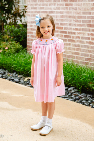 Smocked Pumkpin Pink Dress for Girls 8 / Helen Dress Smocked Pumkpin Pink Dress for Girls 8 / Helen Dress