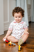 Construction Trucks Toile Pima Harold Romper