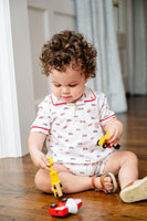 Construction Trucks Toile Pima Harold Romper