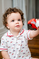 Construction Trucks Toile Pima Harold Romper