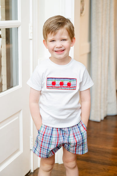 Back to School Apples Smocked Beau T-Shirt/Shorts Set