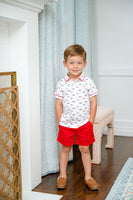 Construction Trucks Toile Pima Shep Polo
