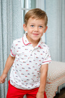 Construction Trucks Toile Pima Shep Polo