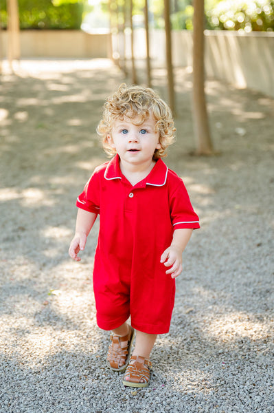 Solid Red Pima Cotton Harold Romper