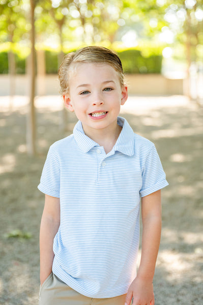 Light Blue Stripes Pima Cotton Shep Polo