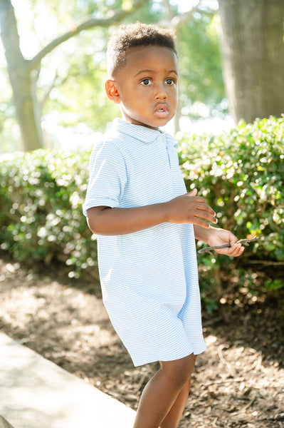 Light Blue Stripes Pima Cotton Harold Romper