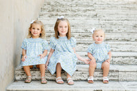 Blue Florals Smocked Birdie Bubble