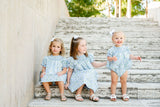 Blue Florals Smocked Birdie Bubble
