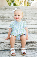 Blue Florals Smocked Birdie Bubble