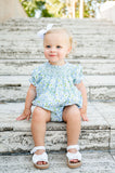 Blue Florals Smocked Birdie Bubble