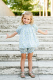 Blue Florals Smocked Annabelle Bloomer Set