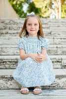 Blue Florals Smocked Helen Dress