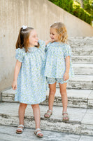 Blue Florals Smocked Helen Dress