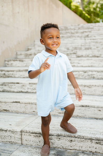 Solid Light Blue Pima Cotton Harold Romper