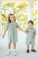 Perfect for parades, the smocked Mardi Gras short set is both comfortable and stylish for a day of celebration.