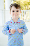 A little boy wearing the shirt will feel extra special with its heart details, making it a perfect Valentine’s Day outfit.