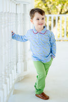 The shirt’s softness and charming print make a little boy wearing it stand out while staying comfortable throughout all of his activities.