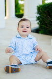 This romper combines style and comfort, making it a great addition to any little boy's wardrobe.